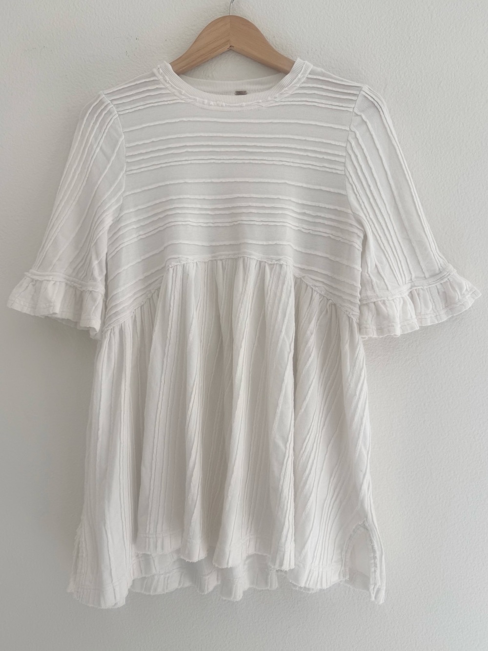 Free People Take A Spin textured babydoll tunic mini dress Ruffled flowy - Picture 2 of 13
